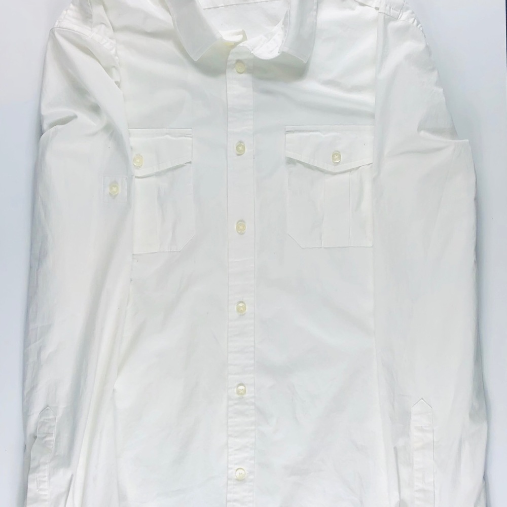 Express XL White Long Sleeve Bottom Up Shirt